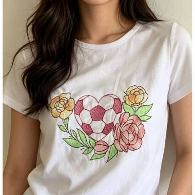 Stickdatei Fußball mit Herz und Blumen Set 942 Ball / Fussball