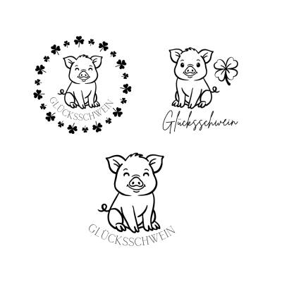 Glücksschwein Bundle PNG SVG Datei - Download Plotterdatei - Plotter File -  Glück Glücksklee