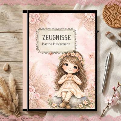 Süße Zeugnismappe für Mädchen | Personalisiert | Fee - Motiv | ID 26-19