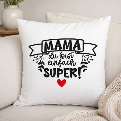 Geschenk für Mama – Kissen handgemacht mit Herz ️