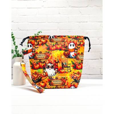 Projekttasche für Stricken Größe M | Projektbeutel | Stricktasche | Bobbeltasche - Halloween