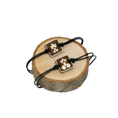 Namen Armband JGA Set, Holz Pimmel Kunst König Narr | Herren Jungen