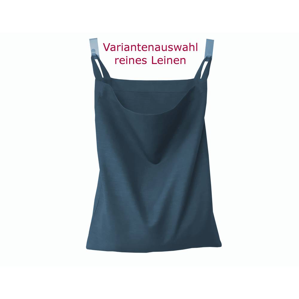 Wäschesack aus Leinen zum Aufhängen an Wand oder Tür, blau mit Schlaufen