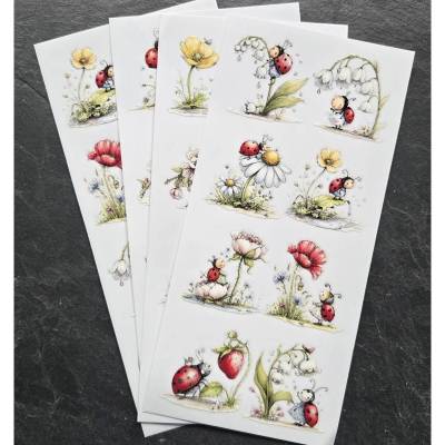 Rub On Sticker Marienkäfer ~ Insekten ~ Frühling u. Sommer ~ verschiedene Bögen und Motive