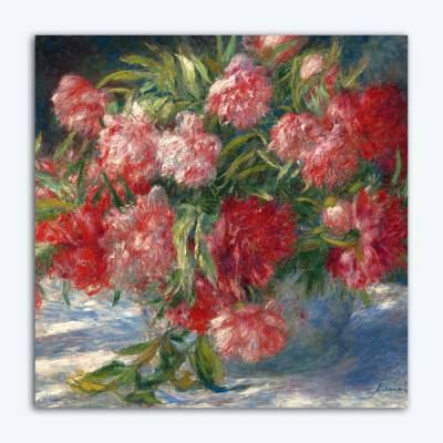 Grosses Wandbild Pfingstrosen Blumen Stillleben um 1880 -  Vintage Gemälde Druck Leinwand Wanddeko Wandkunst Renoir