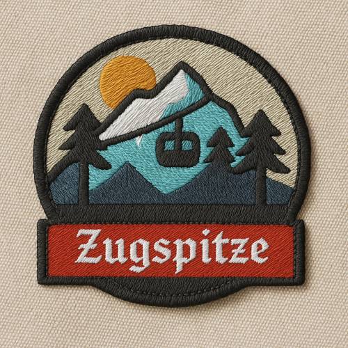 Zugspitze Aufnäher – Gestickter Berg Aufnäher, Deutschland Souvenir (ca. 8 cm) Filz Polyester Bestickt