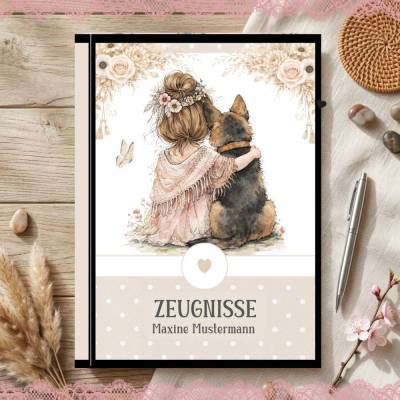 Süße Zeugnismappe für Mädchen | Personalisiert | Freundschafts - Motiv | ID 26-23