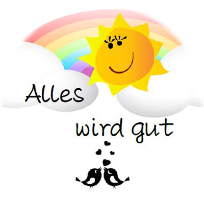 Digitale Sticker Vorlage: Alles wird gut | 24 runde Etiketten (4cm) | Für Avery L3415 oder Motivstanzer zum Ausdrucken