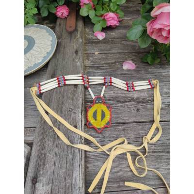Vintage chocker aus Knochen- Hairpipes mit Schildkrötenanhänger