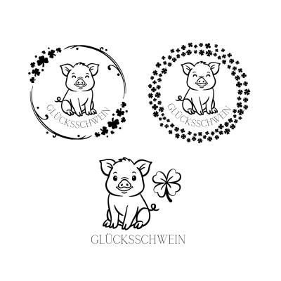 Glücksschwein Bundle PNG SVG Datei - Download Plotterdatei - Plotter File -  Glück Glücksklee