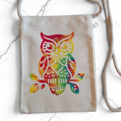 Brustbeutel, Handytasche, Crossover Tasche, mit Eulen Aufdruck
