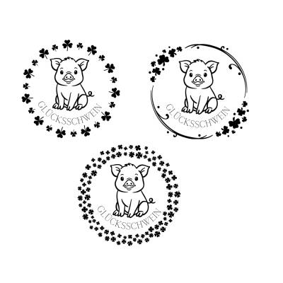 Glücksschwein Bundle PNG SVG Datei - Download Plotterdatei - Plotter File -  Glück Glücksklee