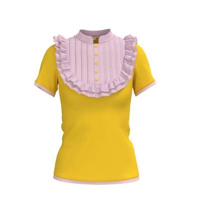 Nostalgie Plastron Shirt Tenshi mit Rüschen in gelb-rosa | Victorian meets Kawaii | Handarbeit auf Bestellung