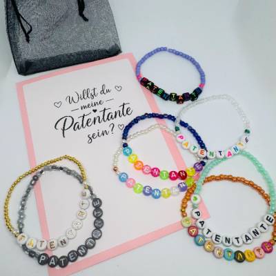 Patentante Armband mit Umschlag – Handgemachtes Perlenarmband als Geschenkidee zur Taufpatin Frage