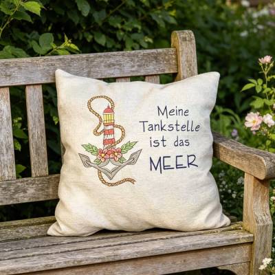 Stickdatei Maritim Anker und Leuchturm mit Blumen Set 953