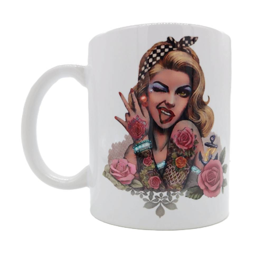 Tasse, Kaffeebecher bedruckt Rockabilly