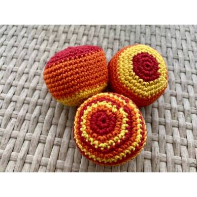Hacky Sacks gelb, orange, rot zum kicken, jonglieren, Stressbewältigung