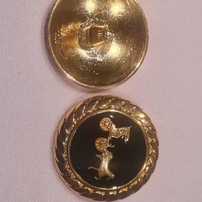 Knopf 28mm Öse Metall Rund mit Kutsche Gold/Schwarz