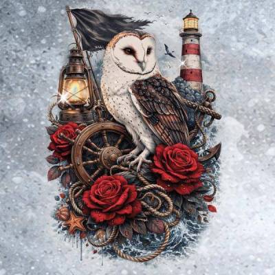 French Terry Panel von Nautistore Salty Rose 200 x 150 cm Stoff Nähen Eule ♕