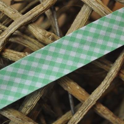 Schrägband mini vichy karo gefalzt 18 mm hellgrün