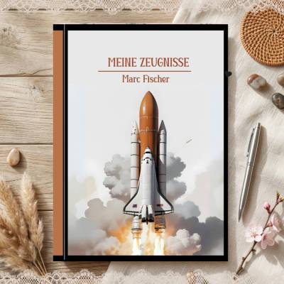 Süße Zeugnismappe für Jungs | Personalisiert | Weltall - Motive | Einschulung & Schulanfang Geschenk | 26-52
