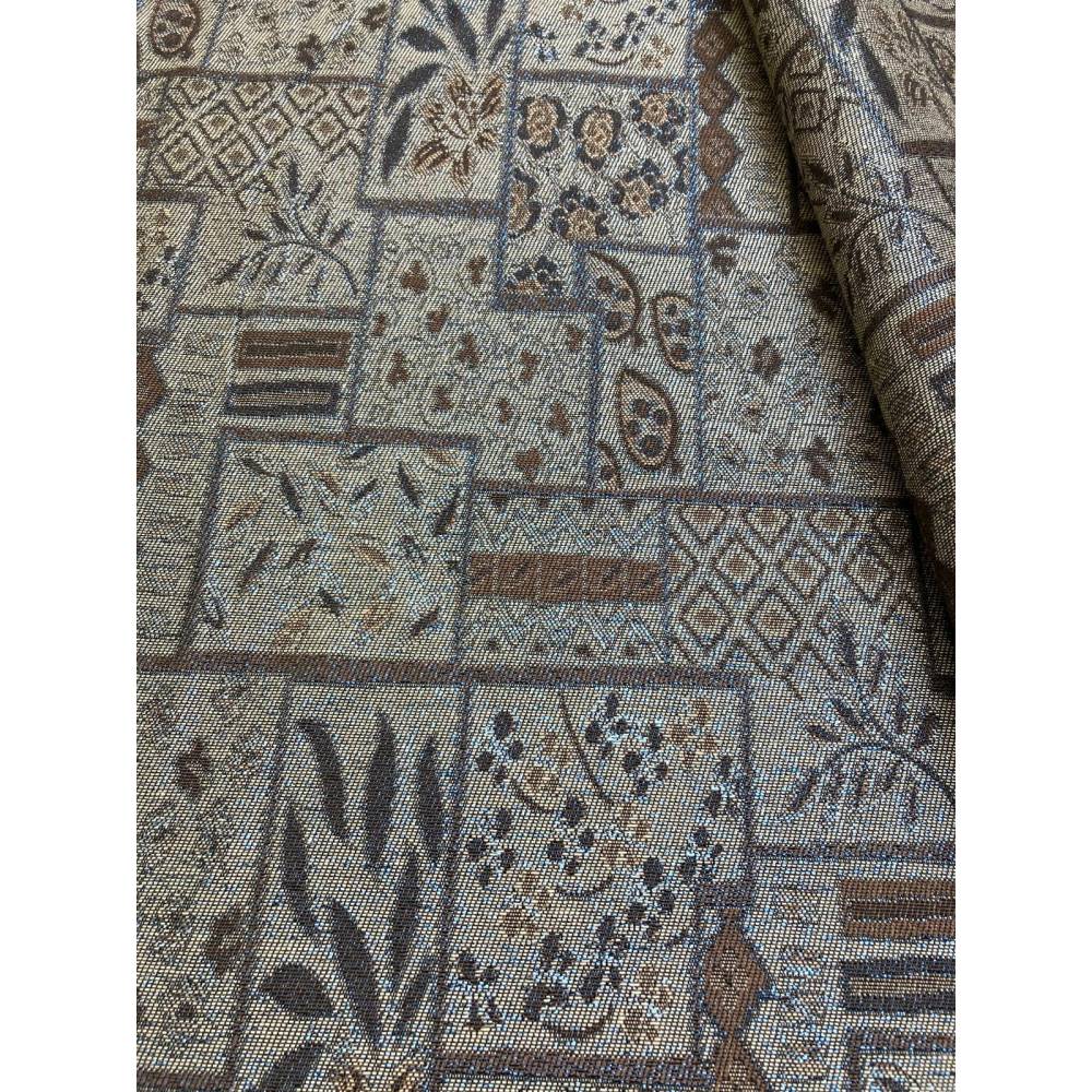 Fester Möbel Jacquard Stoff Ornamente Braun Taubenblau Doubleface METERWARE Bild 5
