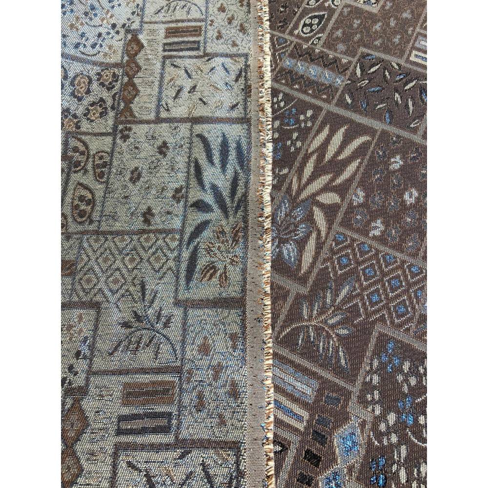 Fester Möbel Jacquard Stoff Ornamente Braun Taubenblau Doubleface METERWARE Bild 6