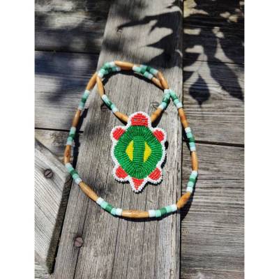 Vintage Kette im Indianerstil mit Schildkröten Anhänger