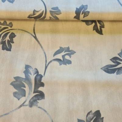 Deko/Gardinenstoff mit batik Ranken Beige Blau