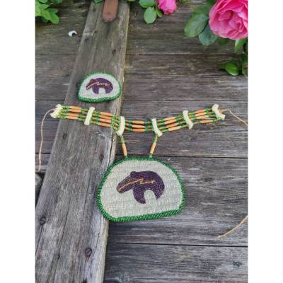 Vintage Powwows Chocker set mit Fetish bear beadwork