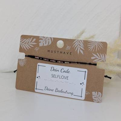 Morsecode Armband SELFLOVE | Handgemachtes Perlenarmband Beige mit 3 Farbvarianten | Minimalistischer Schmuck 