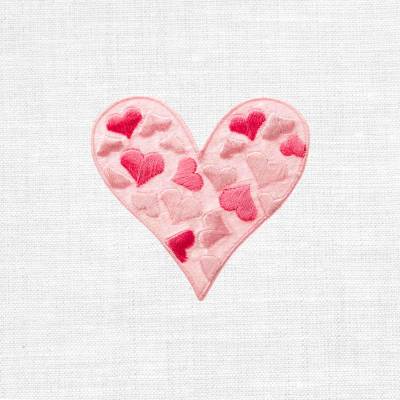 Herzen im rosa Herz . gestickter Aufnäher Patch 