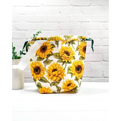 Projekttasche für Stricken Größe M | Projektbeutel | Stricktasche | Bobbeltasche - Sonnenblumen