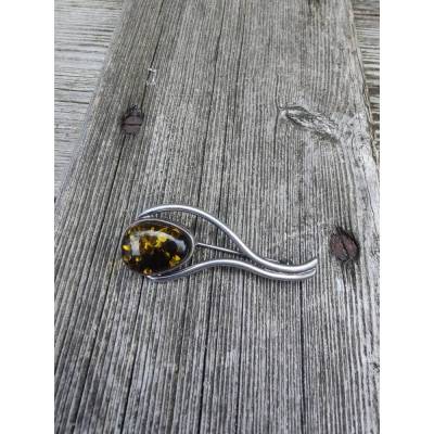 Baltische Bernsteinbrosche, vintage, silber