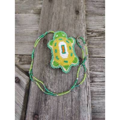 Vintage Kette im Indianerstil mit Schildkröten Anhänger