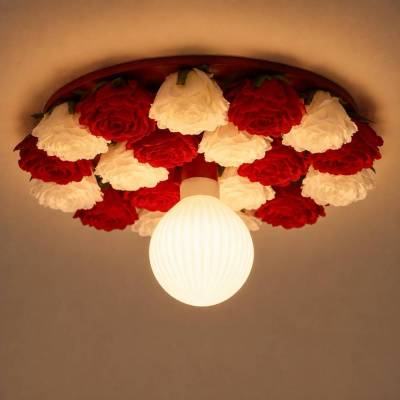 Romantische Rosenblüten Lampe als Decken- oder Wandlampe, handgefertigte Blumenlampe für Schlafzimmer oder Mädchenzimmer