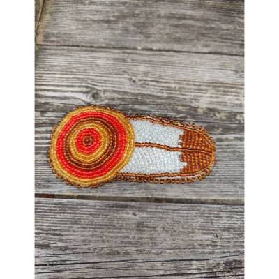 Vintage perlbestickte Haarspangen, Glasperlenstickerei im Indianerstil, Powwow