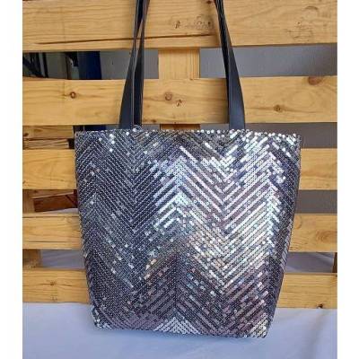 Shopper „Silver ZigZag Glam“ , Schultertasche, Umhängetasche