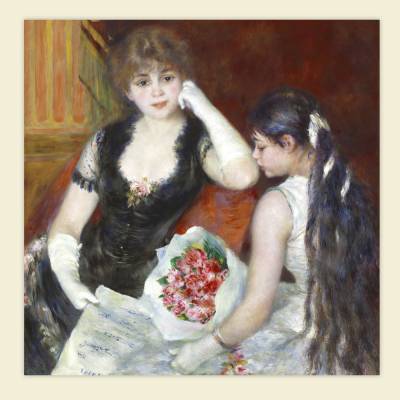 Wandbild zwei elegante Frauen in einer Theaterloge Konzert  -  Vintage Gemälde Druck Leinwand Wandkunst Renoir 1880