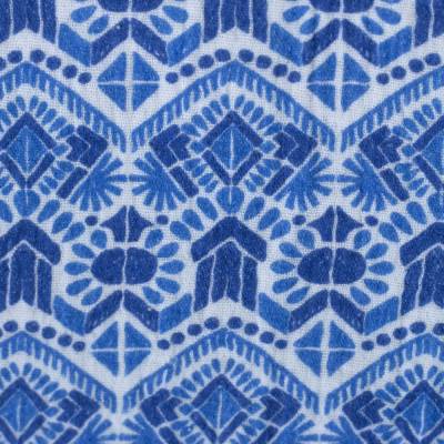 Rest:1,5m x 1,35m Musselin Double Gauze Ikat, weiß/blau Oeko-Tex Standard 100