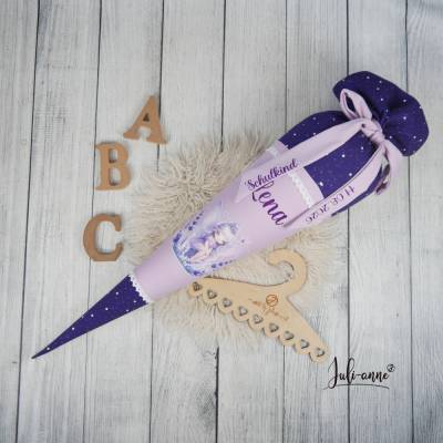 Schultüte Stoff Lavendelfee Flieder passend zu Ergobag Sternguckbär 70cm 85cm   *personalisierbar und mit Kisseninlet