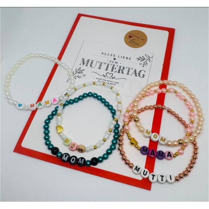 MAMA Armband personalisiert – Handgemachtes Perlenarmband mit Wunschtext | Muttertagsgeschenk | Geschenk für Mama Bild 1