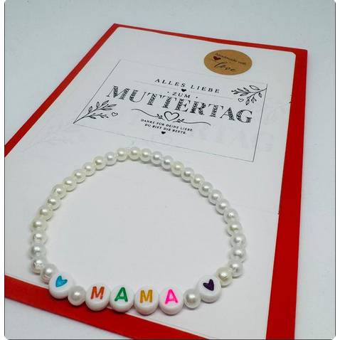 MAMA Armband personalisiert – Handgemachtes Perlenarmband mit Wunschtext | Muttertagsgeschenk | Geschenk für Mama Bild 2