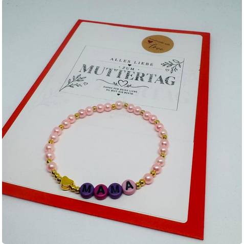 MAMA Armband personalisiert – Handgemachtes Perlenarmband mit Wunschtext | Muttertagsgeschenk | Geschenk für Mama Bild 4