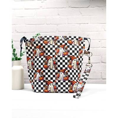 Projekttasche für Stricken Größe M | Projektbeutel | Stricktasche | Bobbeltasche - Halloween