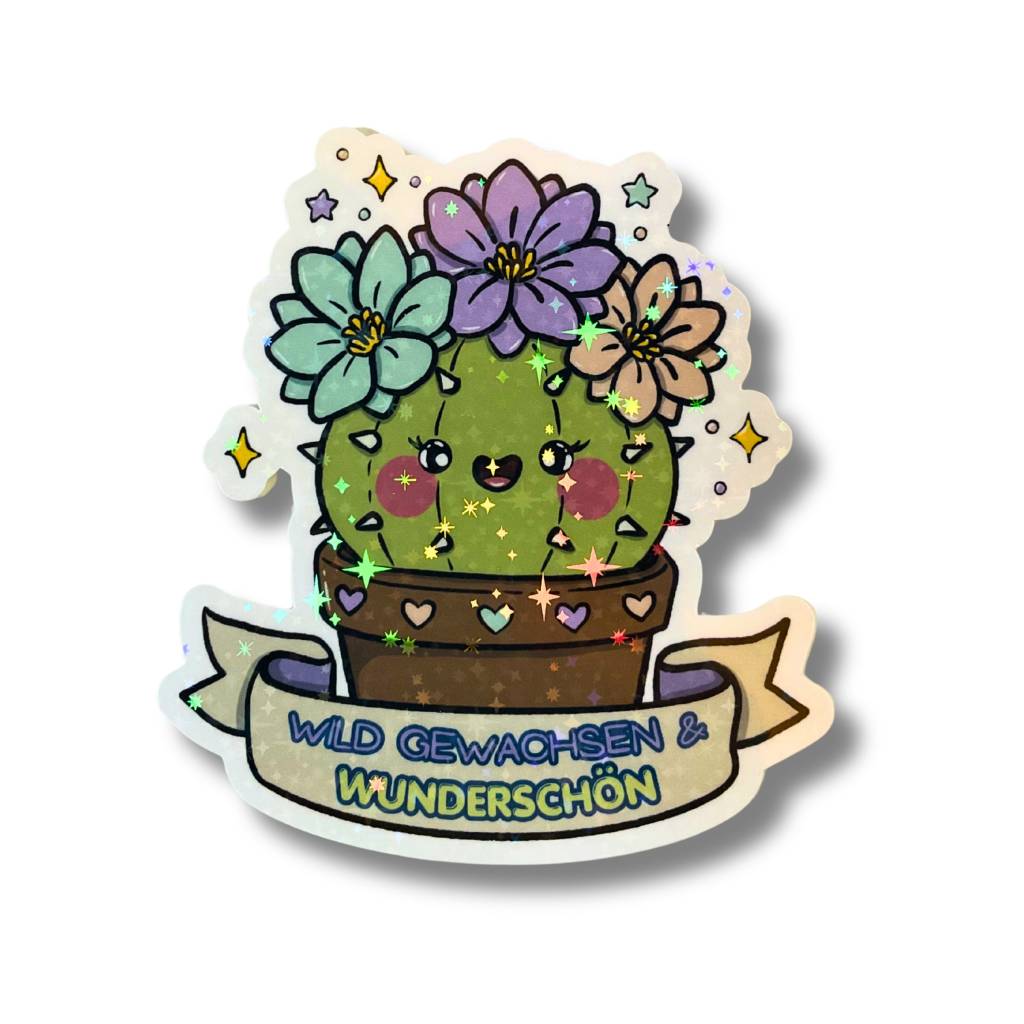 XL-Sticker Kaktus "Wild gewachsen & Wunderschn" | Statement Sticker |  Neuro Sticker