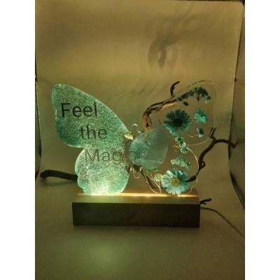 Display Schmetterling mit echten Blüten Blau/ Feel the Magic