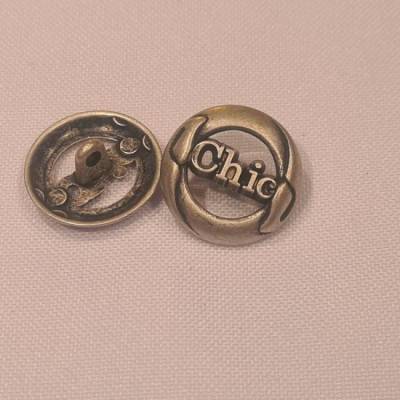 Knopf 18mm Öse Metall Chic Silber Matt