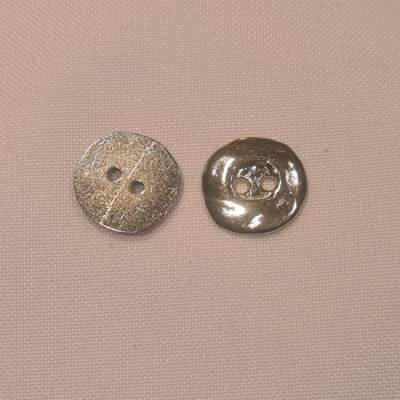 Knopf 15mm 2-Loch Metall Rund mit vertiefung Silber Matt