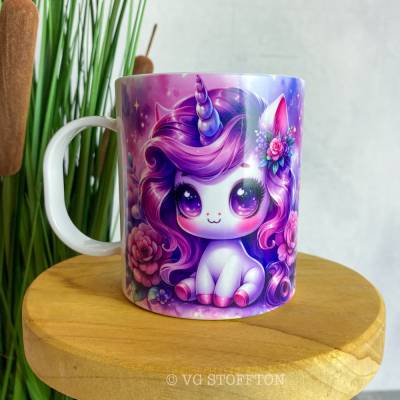 Kunststofftasse mit Kindermotiv Einhorn | Kindertasse 320 ml | Becher für Kindergarten, Kita, Schule & Einschulung